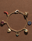 Multi Charm Bracelet, Yellow Gold