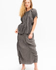 Shirred Top, Charcoal
