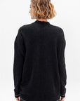 Stitch Button Cardigan, Black Melange