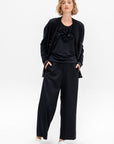 Stitch Button Cardigan, Black Melange