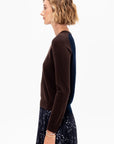 Laney Cashmere Sweater, Espresso & Navy