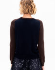 Laney Cashmere Sweater, Espresso & Navy