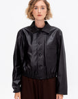 Soft Leather Blouson, Black Cherry