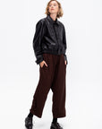 Soft Leather Blouson, Black Cherry