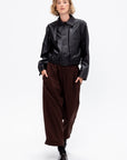 Soft Leather Blouson, Black Cherry