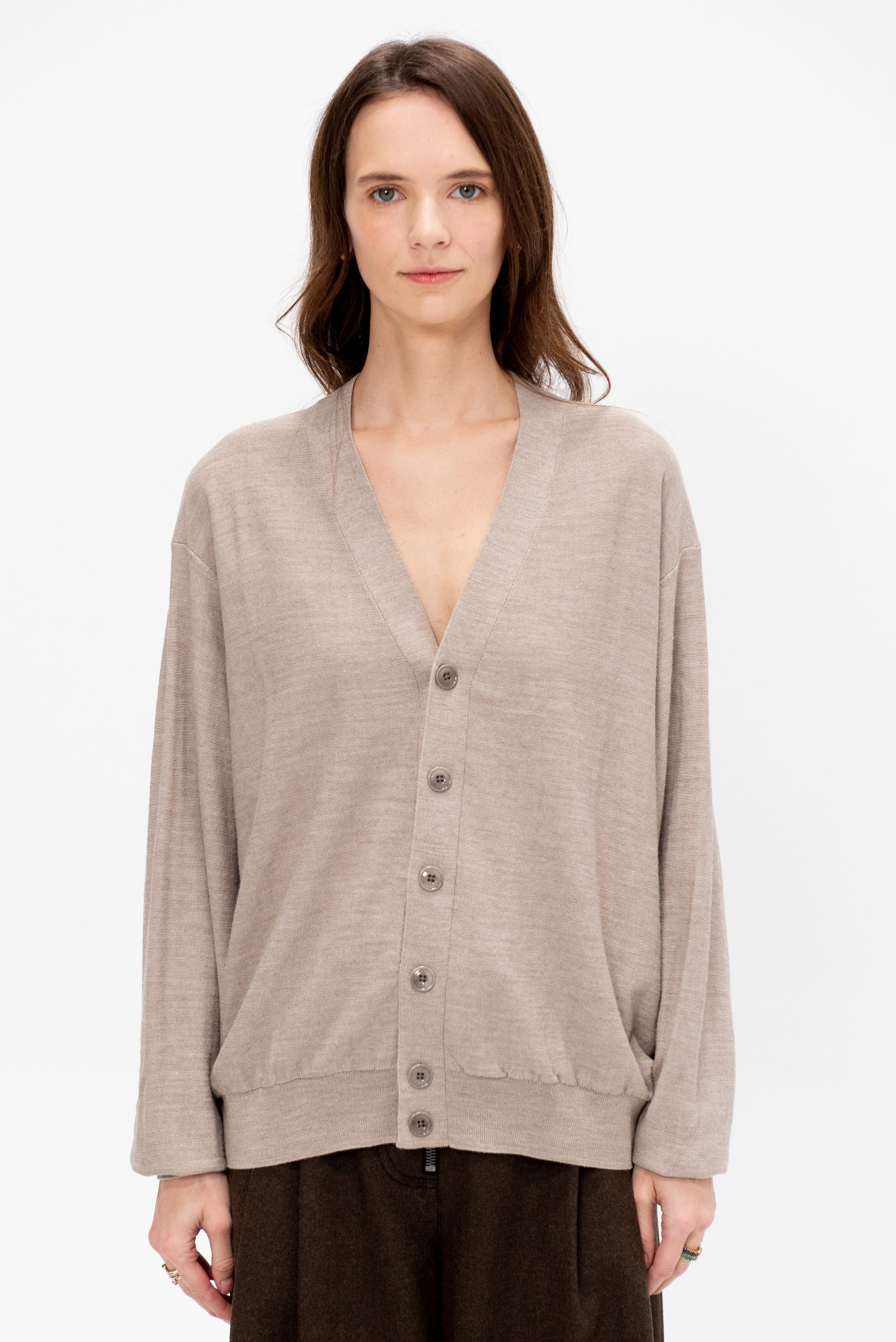 Relaxed Twisted Cardigan, Light Taupe