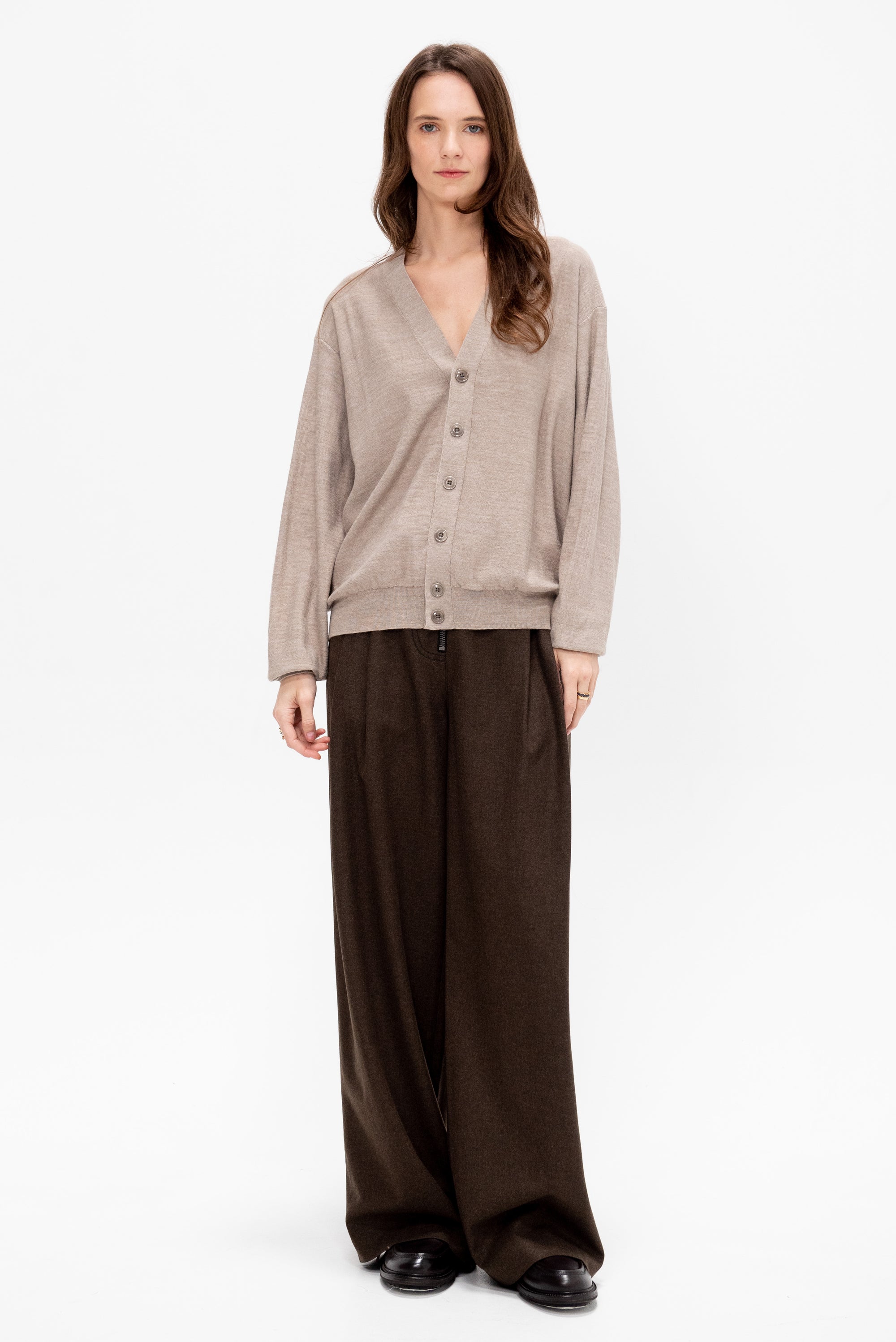 Relaxed Twisted Cardigan, Light Taupe