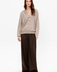 Relaxed Twisted Cardigan, Light Taupe