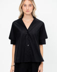V-Neck Blouse, Black