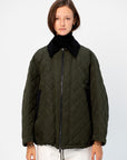 Padded Bomber Jacket, Black & Military Green