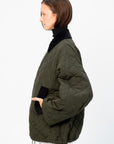 Padded Bomber Jacket, Black & Military Green