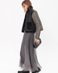 MARFA STANCE - Shearling Cropped Aviator, Black and Dark Olive