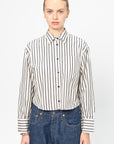 Cropped Shirt, Ivory Stripe