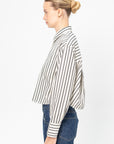 Cropped Shirt, Ivory Stripe