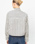 Cropped Shirt, Ivory Stripe