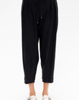 Barrell Leg Drawstring Trouser, Black