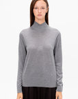 Fine Guauge Mock Neck, Heather Grey