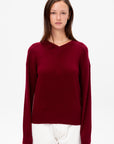 High V-Neck Sweater, Oxblood