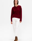 High V-Neck Sweater, Oxblood