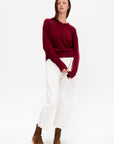 High V-Neck Sweater, Oxblood