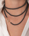 Marla Aaron - Buffed Hematite Strand, Yellow Gold Loops