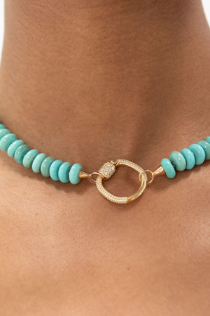 Turquoise Rondelle Strand, Yellow Gold