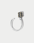 Gold Ball Trundle Lock Ring, Sterling Silver & Yellow Gold