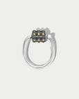Gold Ball Trundle Lock Ring, Sterling Silver & Yellow Gold