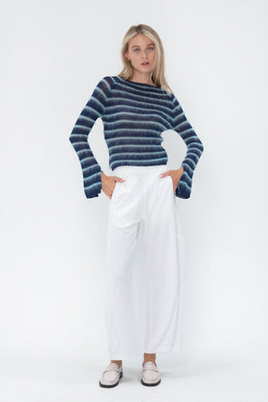 MARNI - Boat-neck Jumper with Mohair Stripes, Blumarine