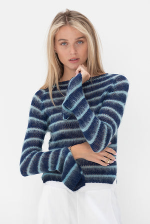 Boat-neck Jumper with Mohair Stripes, Blumarine
