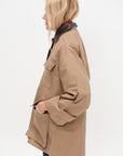 Contrast Collar Work Jacket, Dark Beige