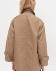 Contrast Collar Work Jacket, Dark Beige