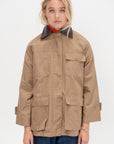 Contrast Collar Work Jacket, Dark Beige