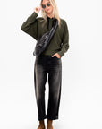Duchesse - Long Sleeves Knit Top, Kaki & Noir