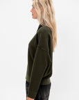 Duchesse - Long Sleeves Knit Top, Kaki & Noir