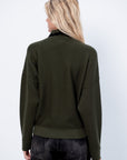 Duchesse - Long Sleeves Knit Top, Kaki & Noir