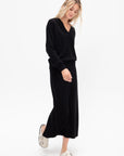 Cashmere Blend Knit Midi Skirt, Black