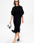Ori - Fine Top with Elbow-Length Sleeves, Deep Black