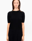 Ori - Fine Top with Elbow-Length Sleeves, Deep Black