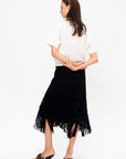 Danse - Knit Pencil Skirt with Fringe, Deep Black