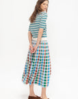 Divin2 - Fine Knit Top With Colorful Stripes, Natural-Green-Blue