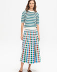 Divin2 - Fine Knit Top With Colorful Stripes, Natural-Green-Blue