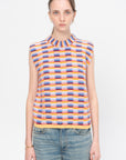 Soft Multi-Colored Zellige Knit Top, Multi Orange
