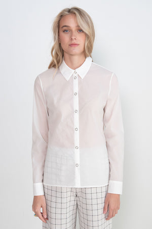 ROSETTA GETTY - Fitted Snap Front Shirt, White