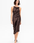 Crossback Halter Dress, Dark Brown