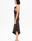 Crossback Halter Dress, Dark Brown