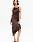 Crossback Halter Dress, Dark Brown