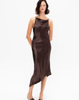Crossback Halter Dress, Dark Brown