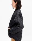 Oversize Quilted Bomber, Black