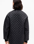 Oversize Quilted Bomber, Black